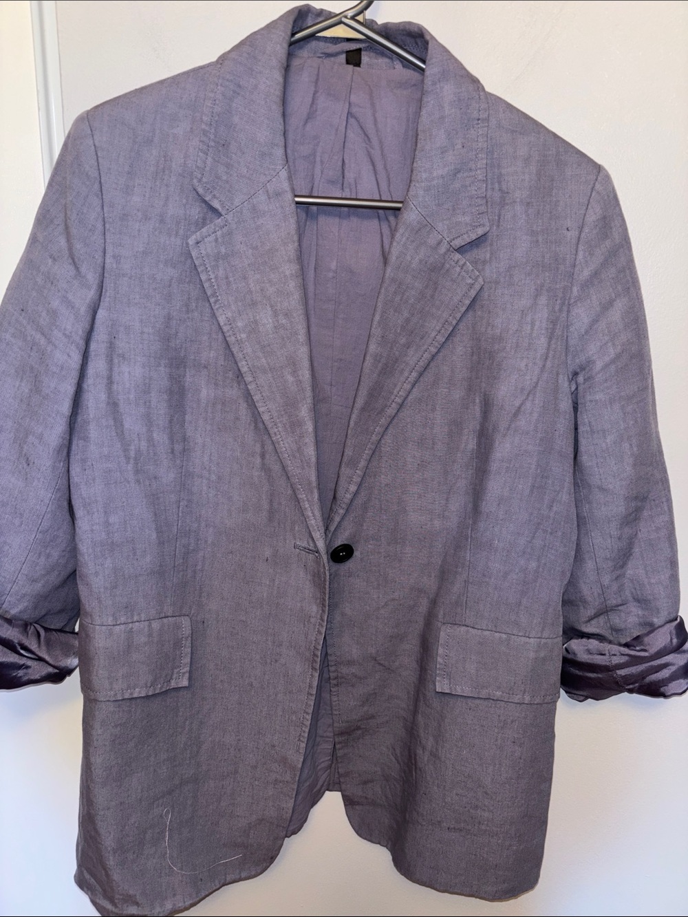 COS Linen Single-Button Blazer - Light blue
